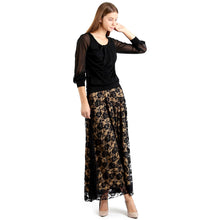 Load image into Gallery viewer, Evanese Women&#39;s Fold Over Wide Waist Band with Elastic Full Maxi Long Lace Skirt