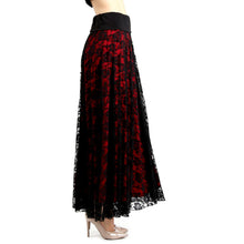 Load image into Gallery viewer, Evanese Women&#39;s Fold Over Wide Waist Band with Elastic Full Maxi Long Lace Skirt