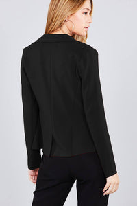 Ladies fashion long sleeve notched collar princess seam w/back slit jacket