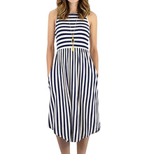 Load image into Gallery viewer, Womens Dress Striped  Sleeveless Casual Summer Beach Dresses with Pockets Dress